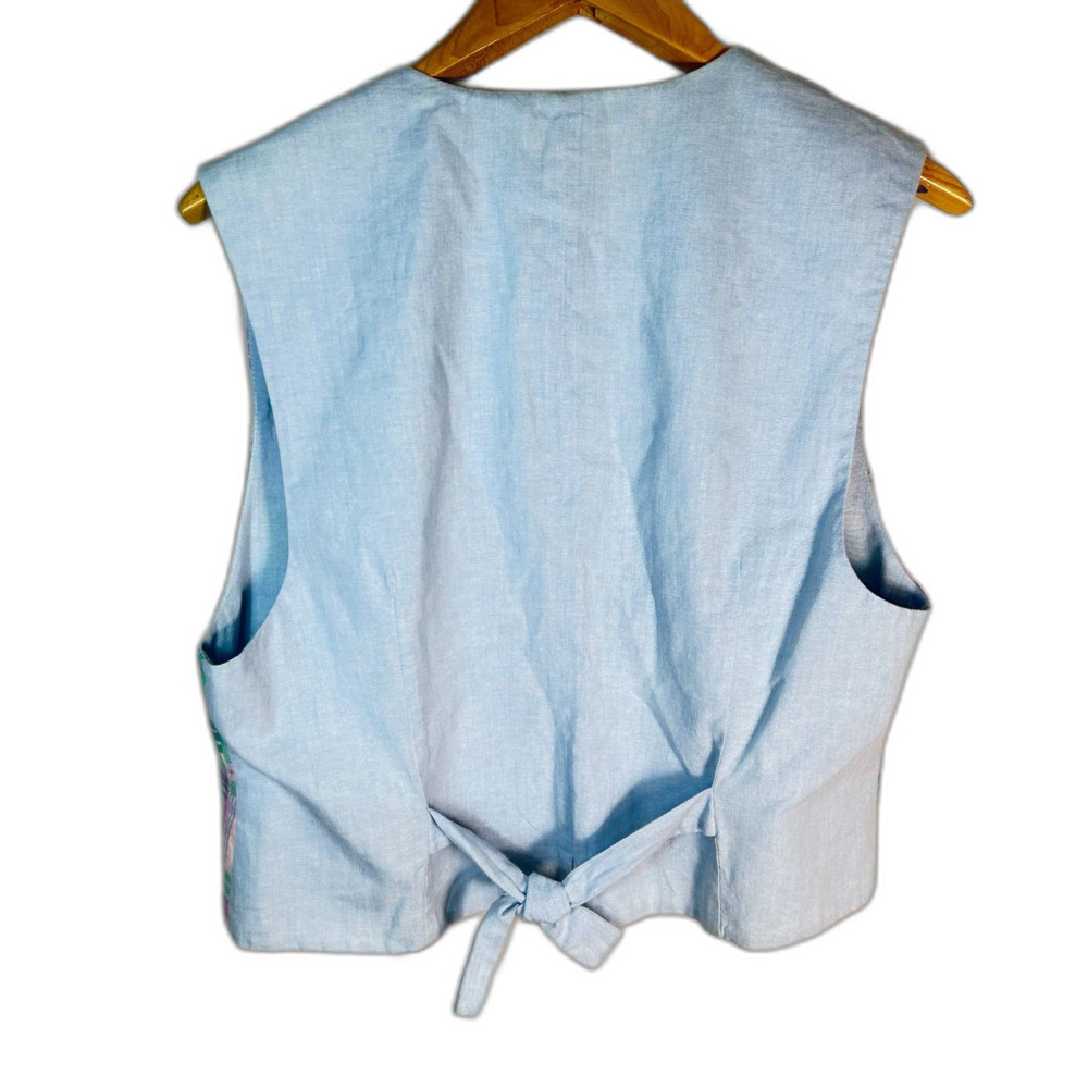David Brooks Women's Pastel Madras Plaid Patchwork Vintage 70s-80s Vest Size 14 - Picture 11 of 15